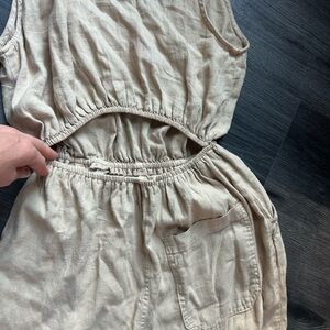 Linen Blend Back Cut-Out Jumpsuit